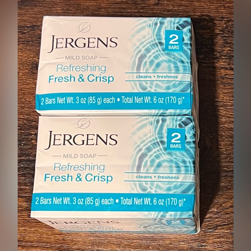 Jergens Refreshing Mild Soap Fresh & Crisp 2 Packs Each Contain 2 Bars = 4 Bars